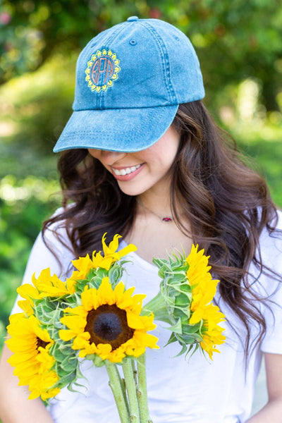 Monogrammed Sunflower Hat - United Monograms