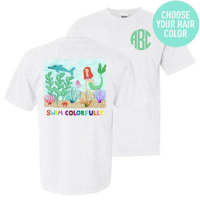 Monogrammed 'Swim Colorfully' Front & Back T-Shirt - United Monograms