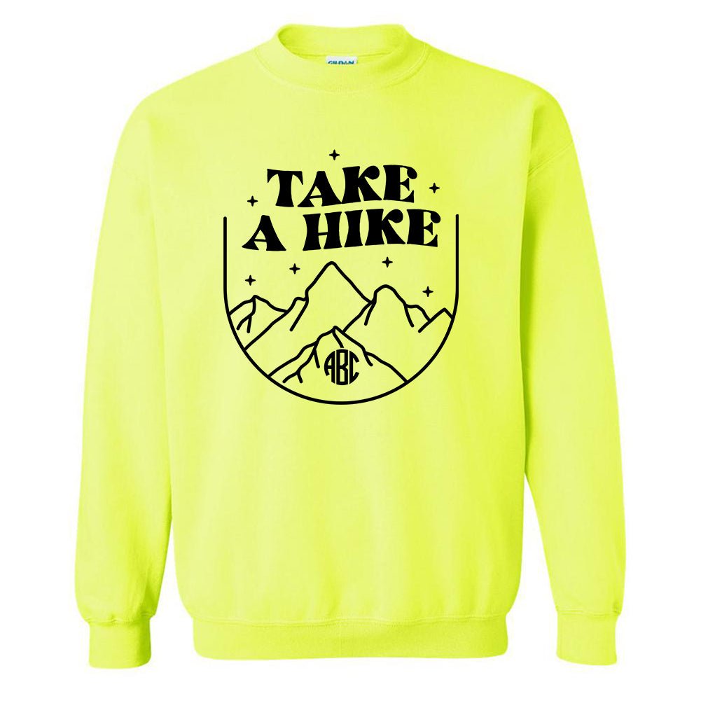 Monogrammed 'Take A Hike' Neon Crewneck Sweatshirt - United Monograms