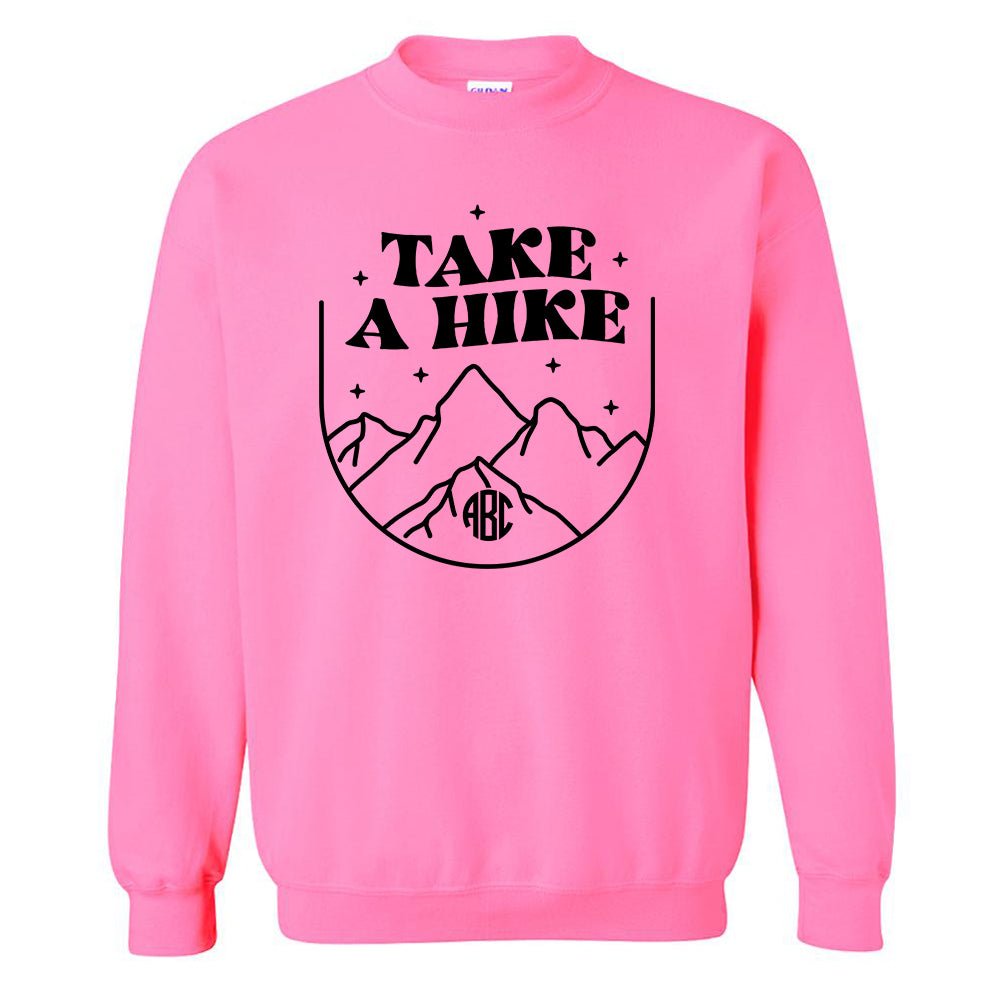 Monogrammed 'Take A Hike' Neon Crewneck Sweatshirt - United Monograms