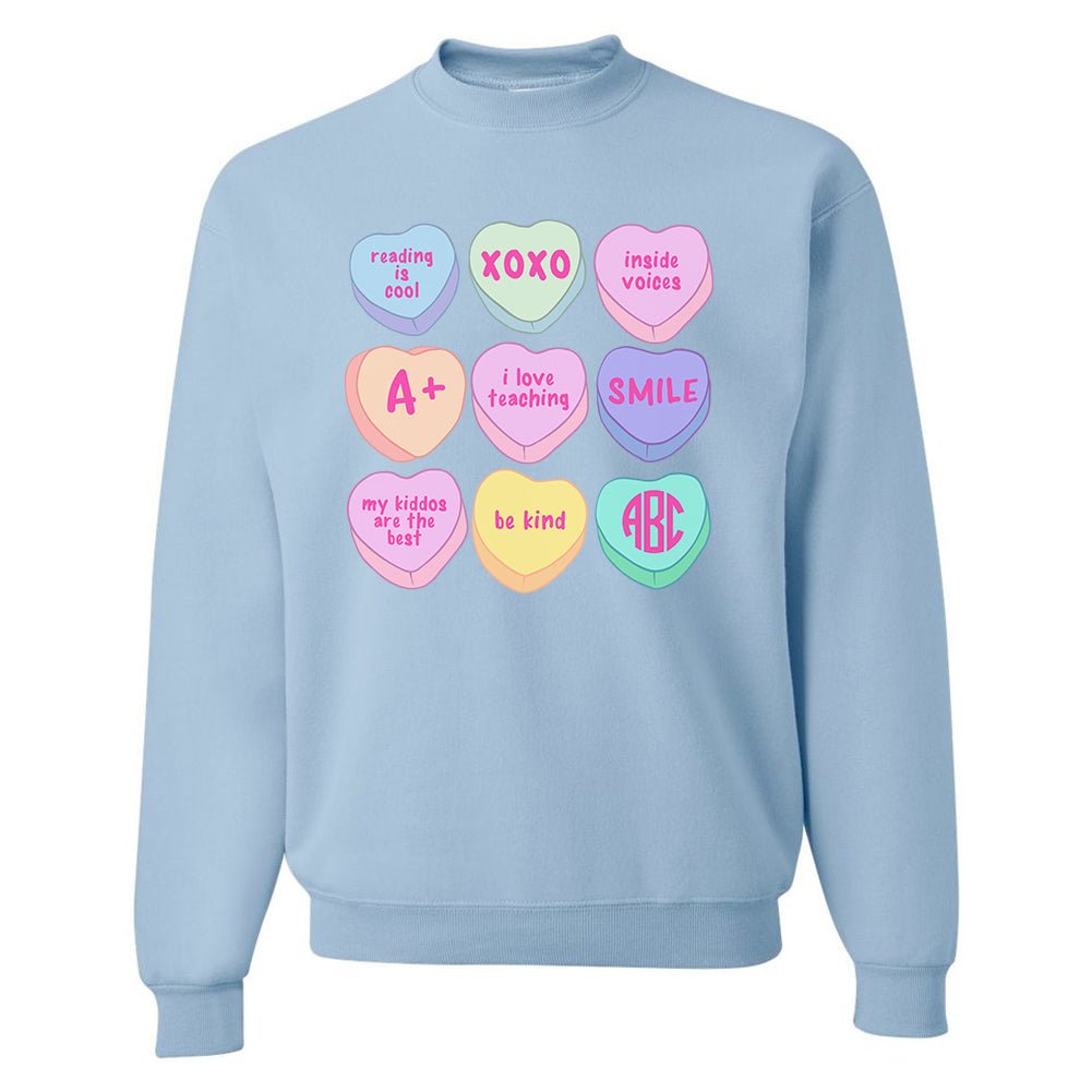 Monogrammed 'Teacher Candy Hearts' Crewneck Sweatshirt - United Monograms