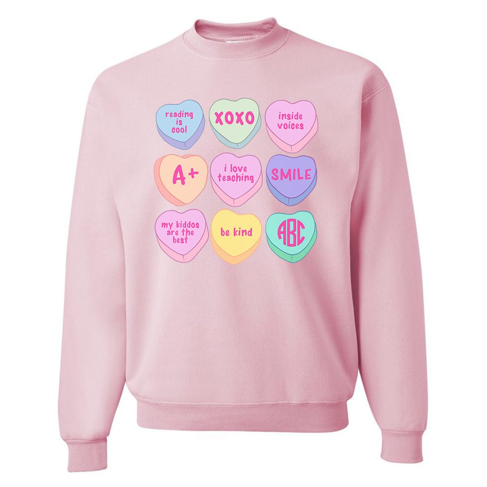 Monogrammed 'Teacher Candy Hearts' Crewneck Sweatshirt - United Monograms