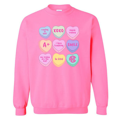 Monogrammed 'Teacher Candy Hearts' Crewneck Sweatshirt - United Monograms