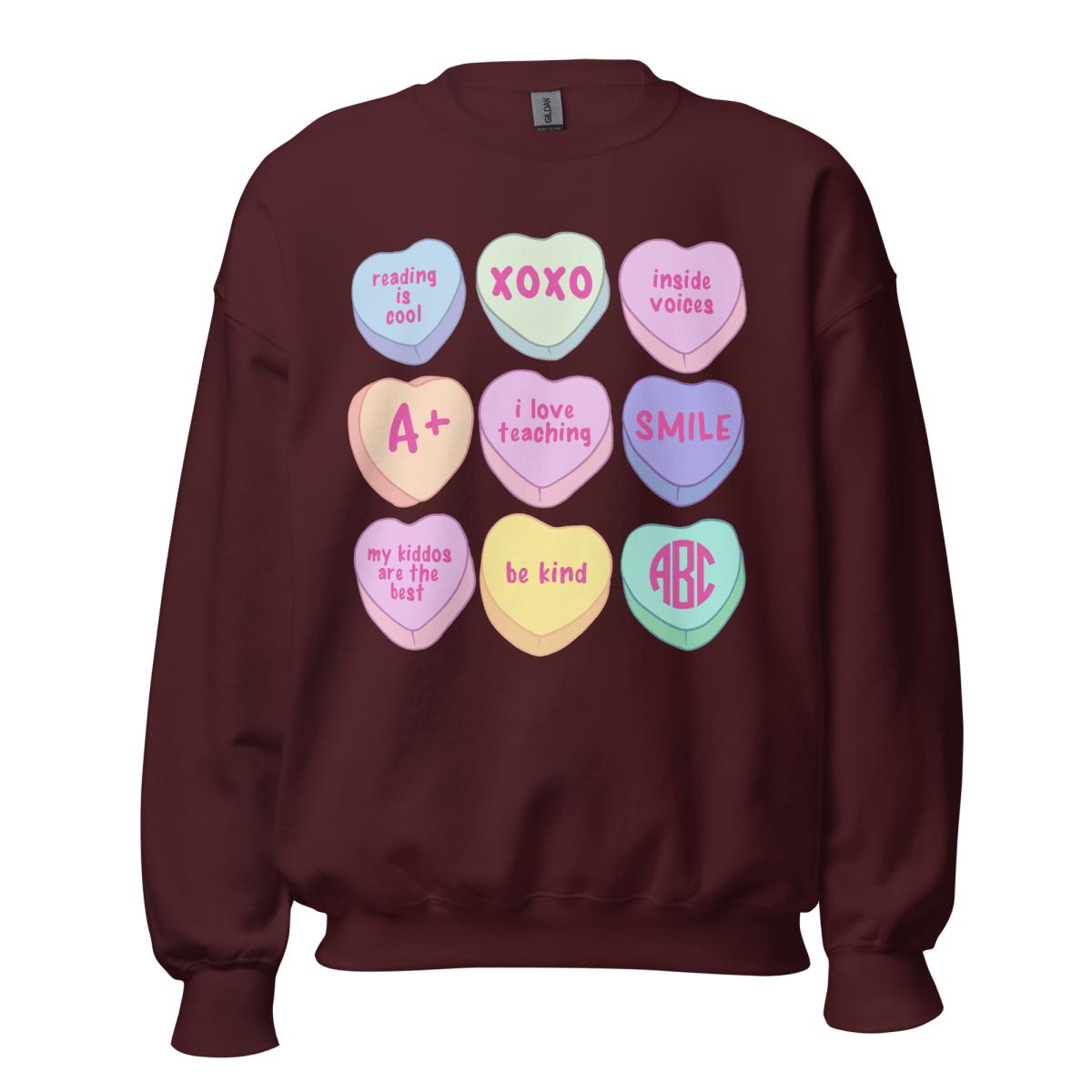 Monogrammed 'Teacher Candy Hearts' Crewneck Sweatshirt - United Monograms