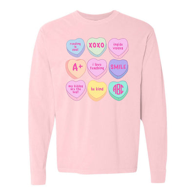 Monogrammed 'Teacher Candy Hearts' Long Sleeve T-Shirt - United Monograms