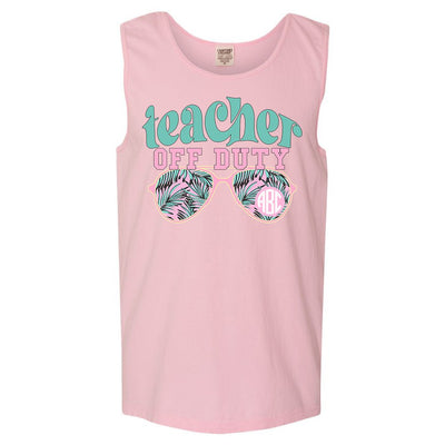 Monogrammed 'Teacher Off Duty' Comfort Colors Tank Top - United Monograms