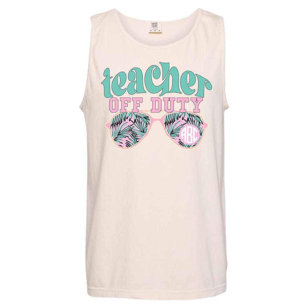 Monogrammed 'Teacher Off Duty' Comfort Colors Tank Top - United Monograms