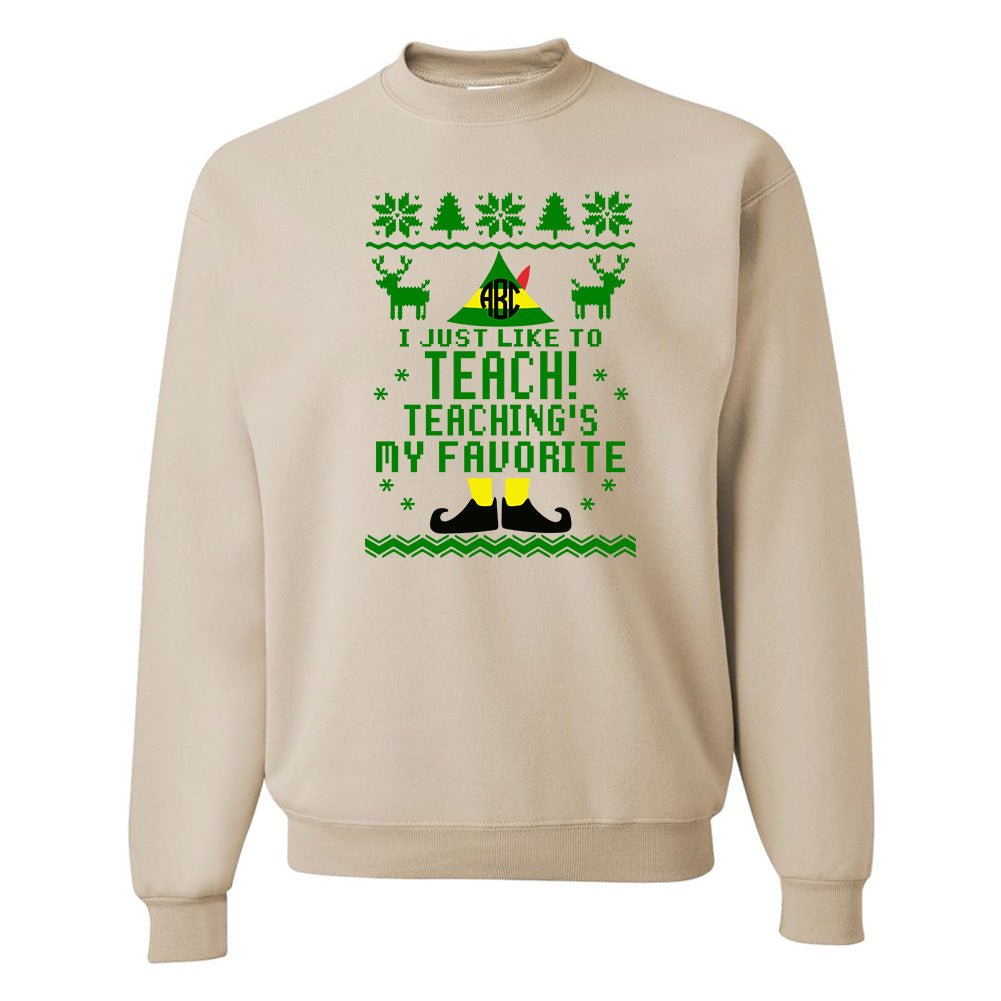 Monogrammed 'Teaching's My Favorite' Crewneck Sweatshirt - United Monograms