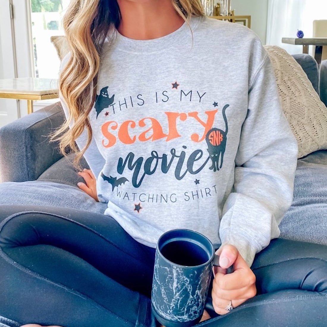 Monogrammed 'This Is My Scary Movie Watching Shirt' Crewneck Sweatshirt - United Monograms