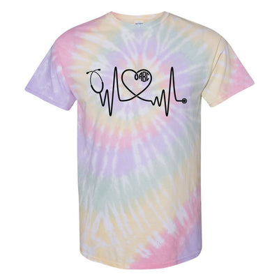 Monogrammed 'Tie Dye Heartbeat' T-Shirt - United Monograms