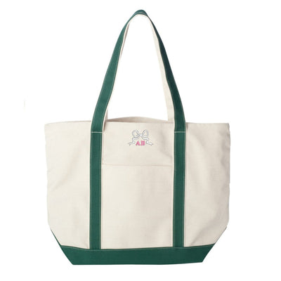 Monogrammed 'Tiny Bow' Canvas Boat Tote - United Monograms