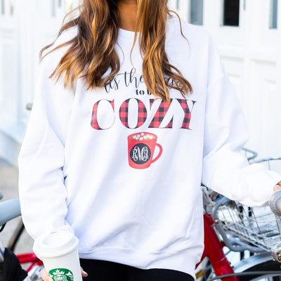 Monogrammed 'Tis The Season To Be Cozy' Crewneck Sweatshirt - United Monograms