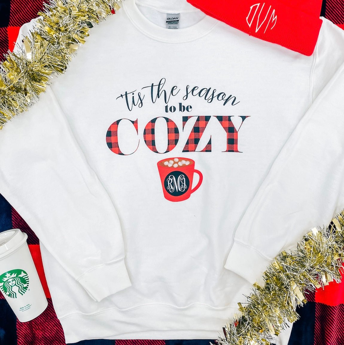 Monogrammed 'Tis The Season To Be Cozy' Crewneck Sweatshirt - United Monograms