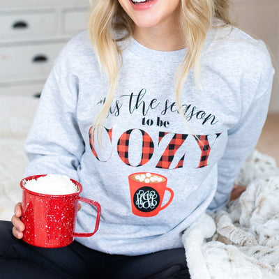 Monogrammed 'Tis The Season To Be Cozy' Crewneck Sweatshirt - United Monograms