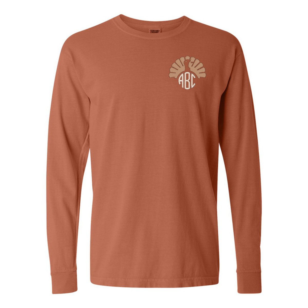 Monogrammed Turkey Comfort Colors Long Sleeve T-Shirt - United Monograms