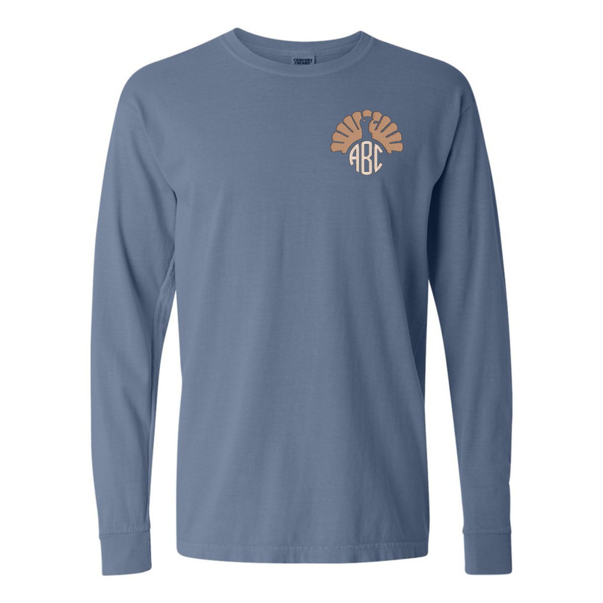 Monogrammed Turkey Comfort Colors Long Sleeve T-Shirt - United Monograms