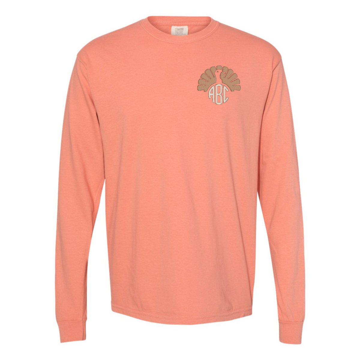 Monogrammed Turkey Comfort Colors Long Sleeve T-Shirt - United Monograms