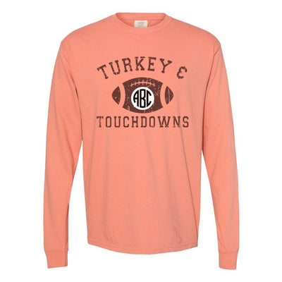 Monogrammed 'Turkey & Touchdowns' Long Sleeve T-Shirt - United Monograms