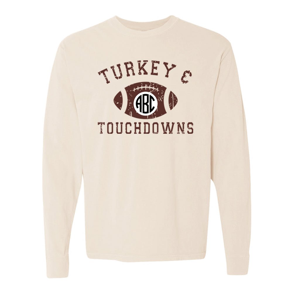 Monogrammed 'Turkey & Touchdowns' Long Sleeve T-Shirt - United Monograms