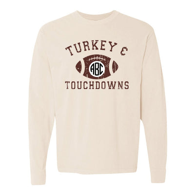 Monogrammed 'Turkey & Touchdowns' Long Sleeve T-Shirt - United Monograms