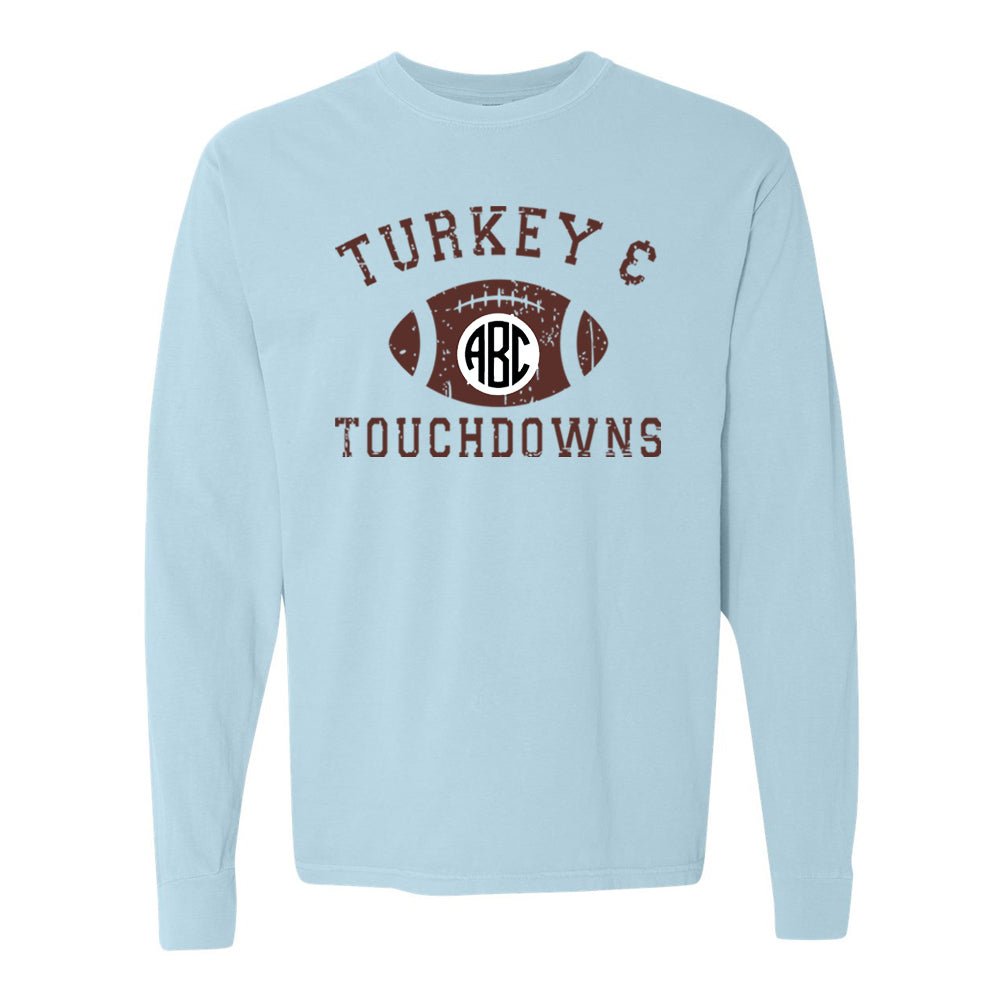 Monogrammed 'Turkey & Touchdowns' Long Sleeve T-Shirt - United Monograms