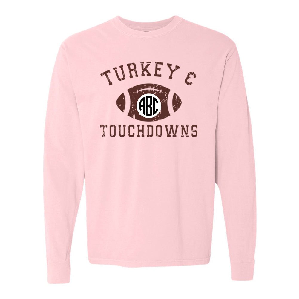 Monogrammed 'Turkey & Touchdowns' Long Sleeve T-Shirt - United Monograms