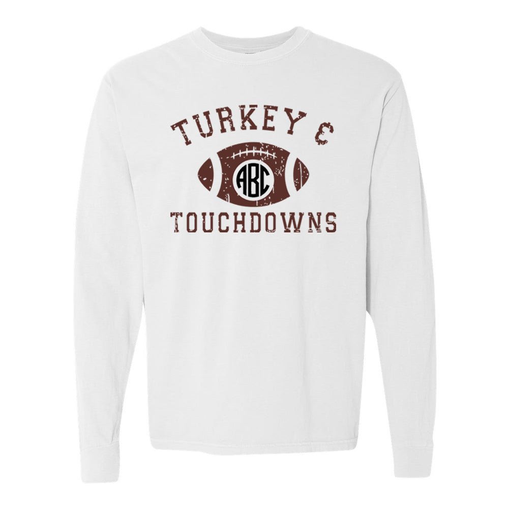 Monogrammed 'Turkey & Touchdowns' Long Sleeve T-Shirt - United Monograms