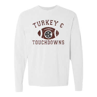 Monogrammed 'Turkey & Touchdowns' Long Sleeve T-Shirt - United Monograms