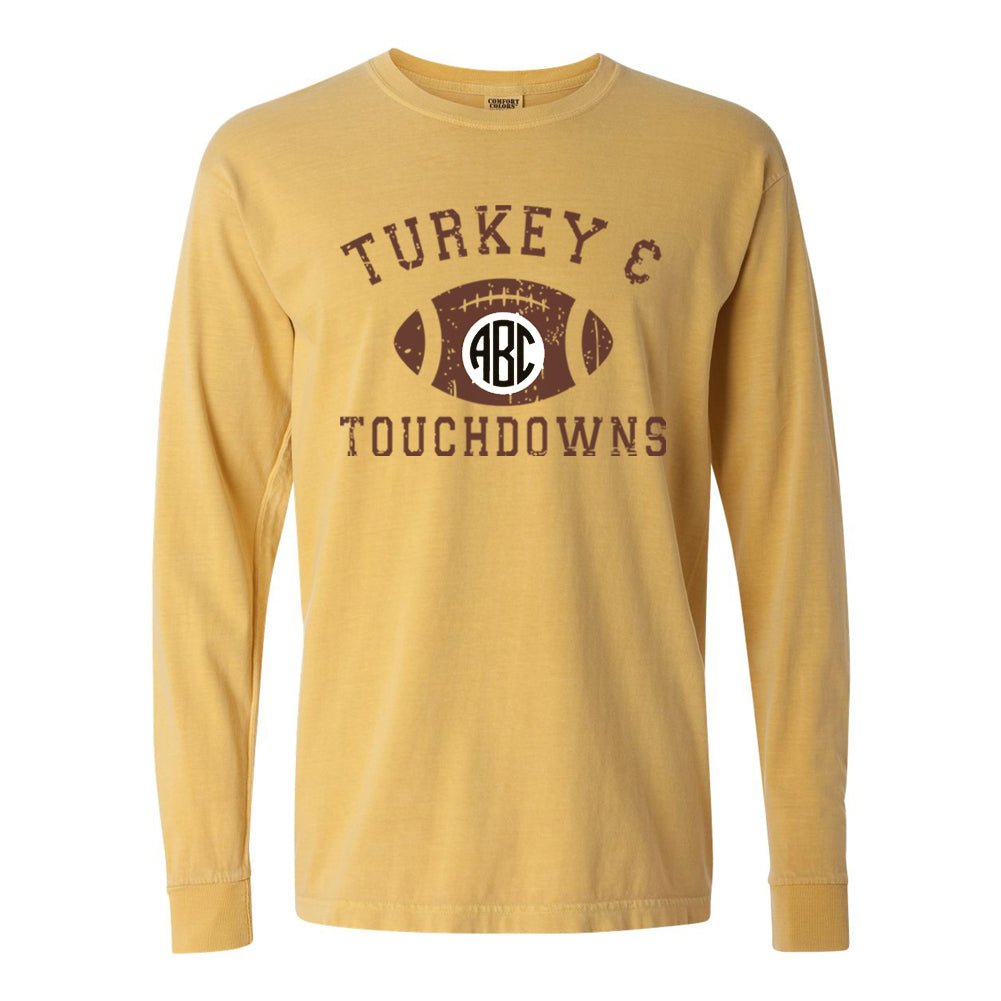 Monogrammed 'Turkey & Touchdowns' Long Sleeve T-Shirt - United Monograms