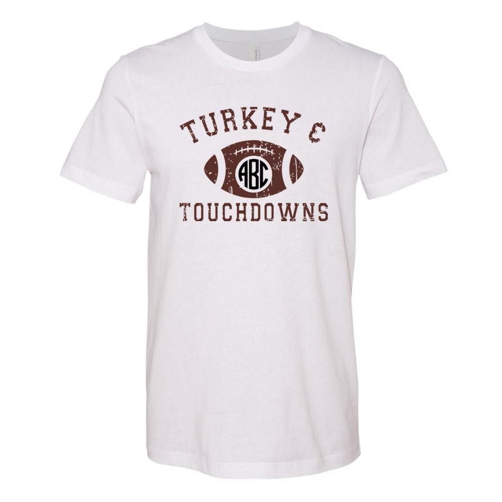 Monogrammed 'Turkey & Touchdowns' Premium T-Shirt - United Monograms