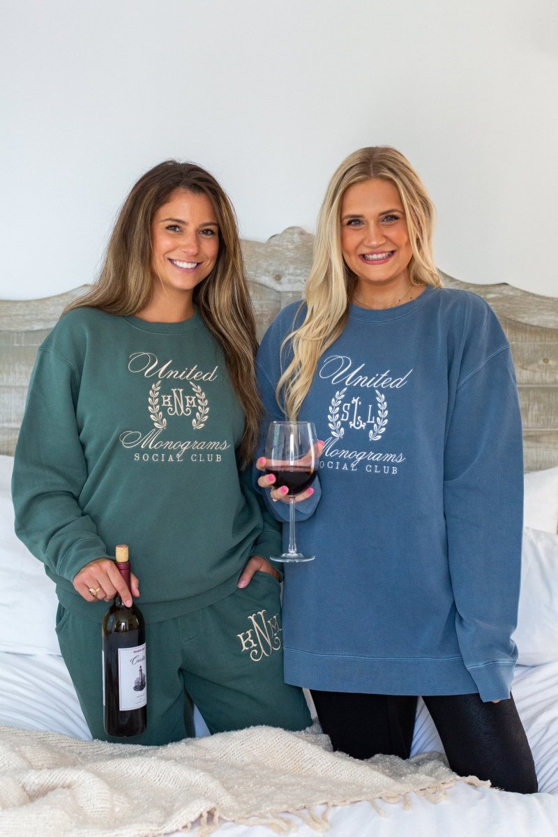 Monogrammed 'UM Social Club' Cozy Crew - United Monograms