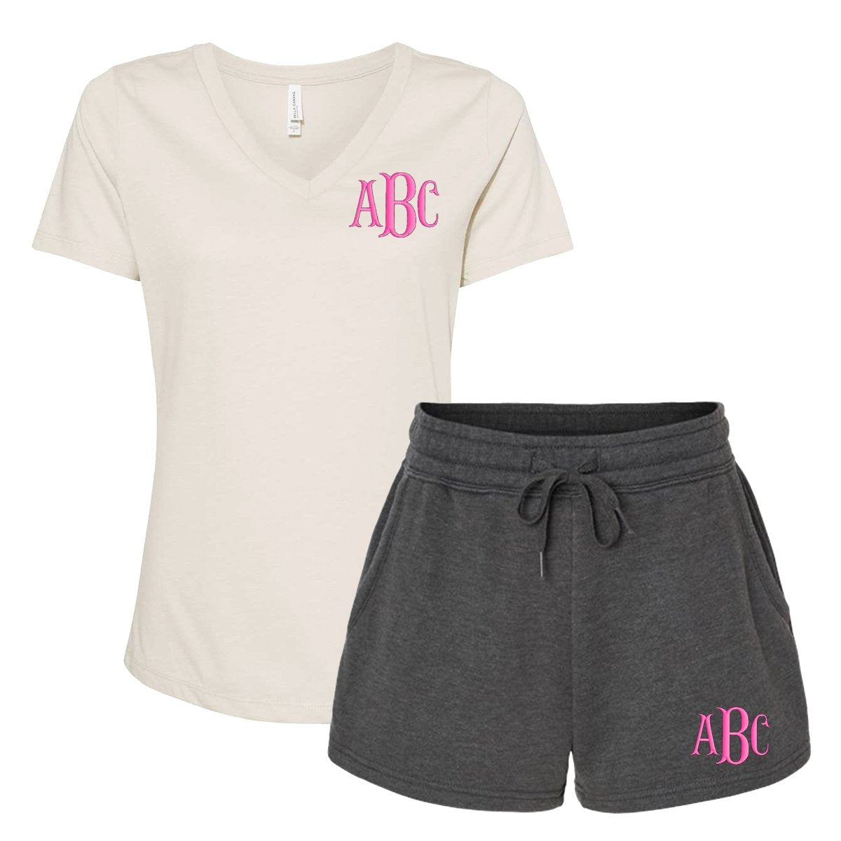 Monogrammed V-Neck & Shorts Set - United Monograms