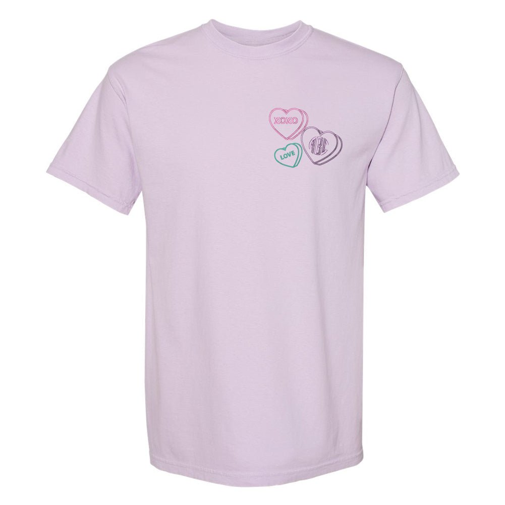 Monogrammed 'Valentine Hearts' Comfort Colors T-Shirt - United Monograms