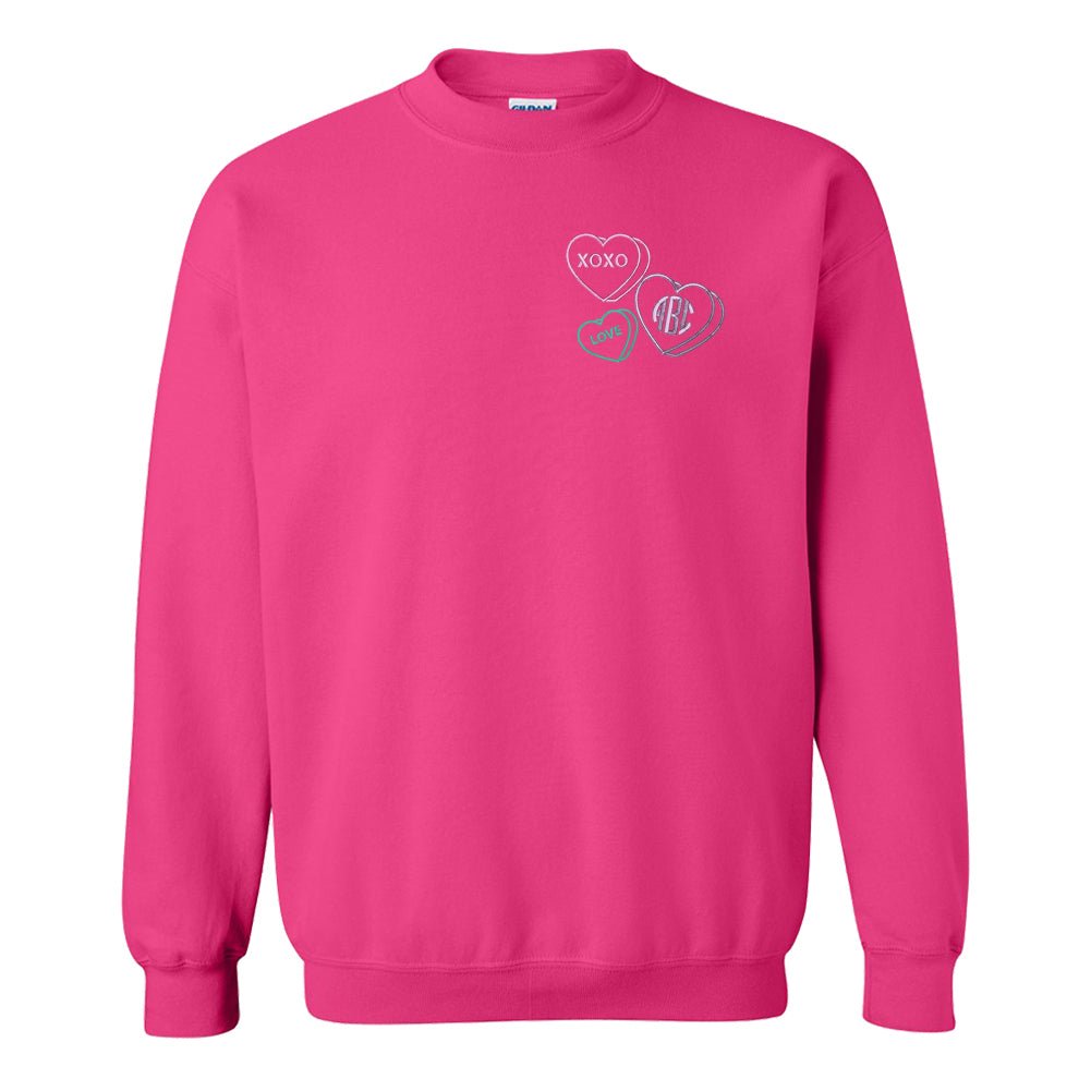 Monogrammed 'Valentine Hearts' Crewneck Sweatshirt - United Monograms