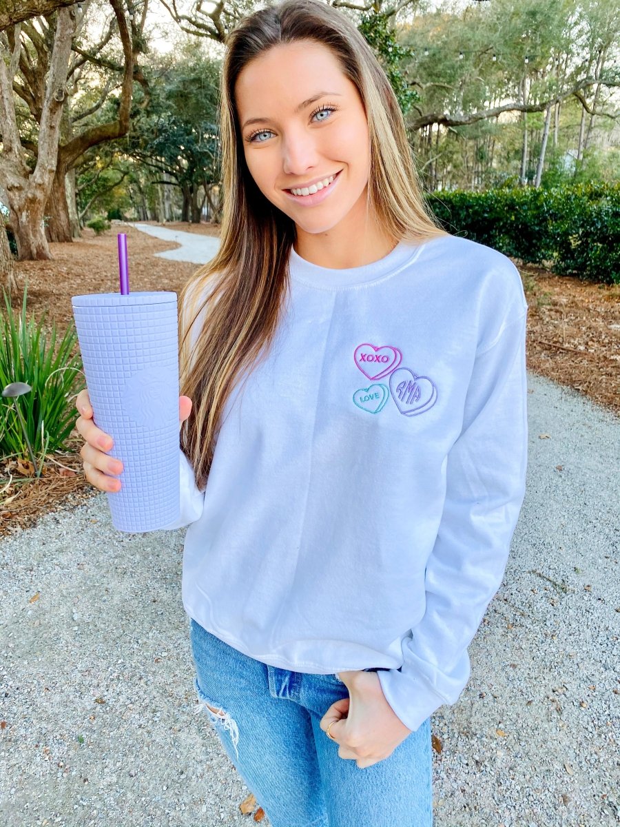 Monogrammed 'Valentine Hearts' Crewneck Sweatshirt - United Monograms