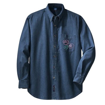 Monogrammed 'Valentine Hearts' Oversized Denim Shirt - United Monograms