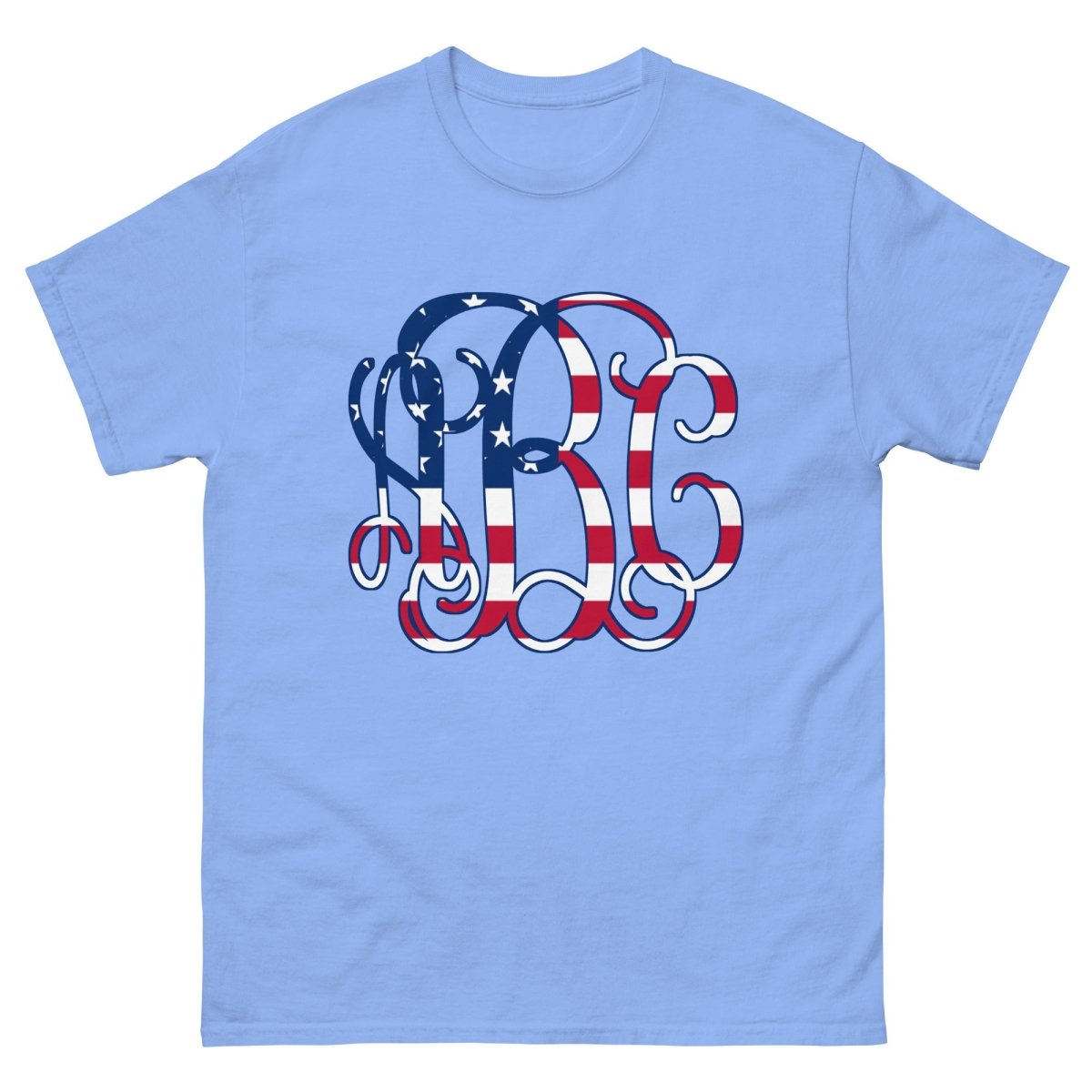 Monogrammed 'Vine American Flag' Big Print Basic T-Shirt - United Monograms