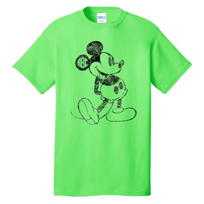 Monogrammed 'Vintage Mickey' Neon T-Shirt - United Monograms