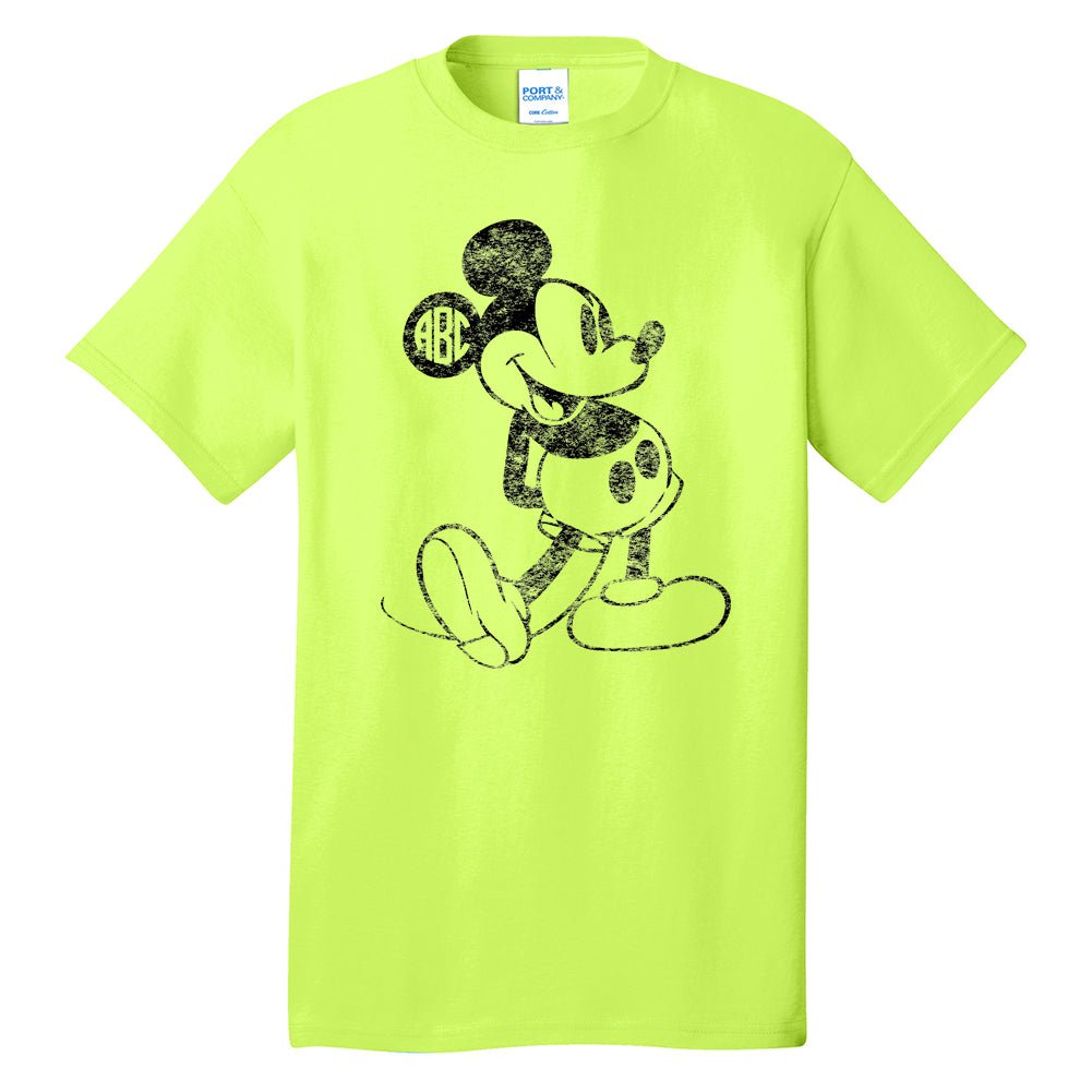 Monogrammed 'Vintage Mickey' Neon T-Shirt - United Monograms