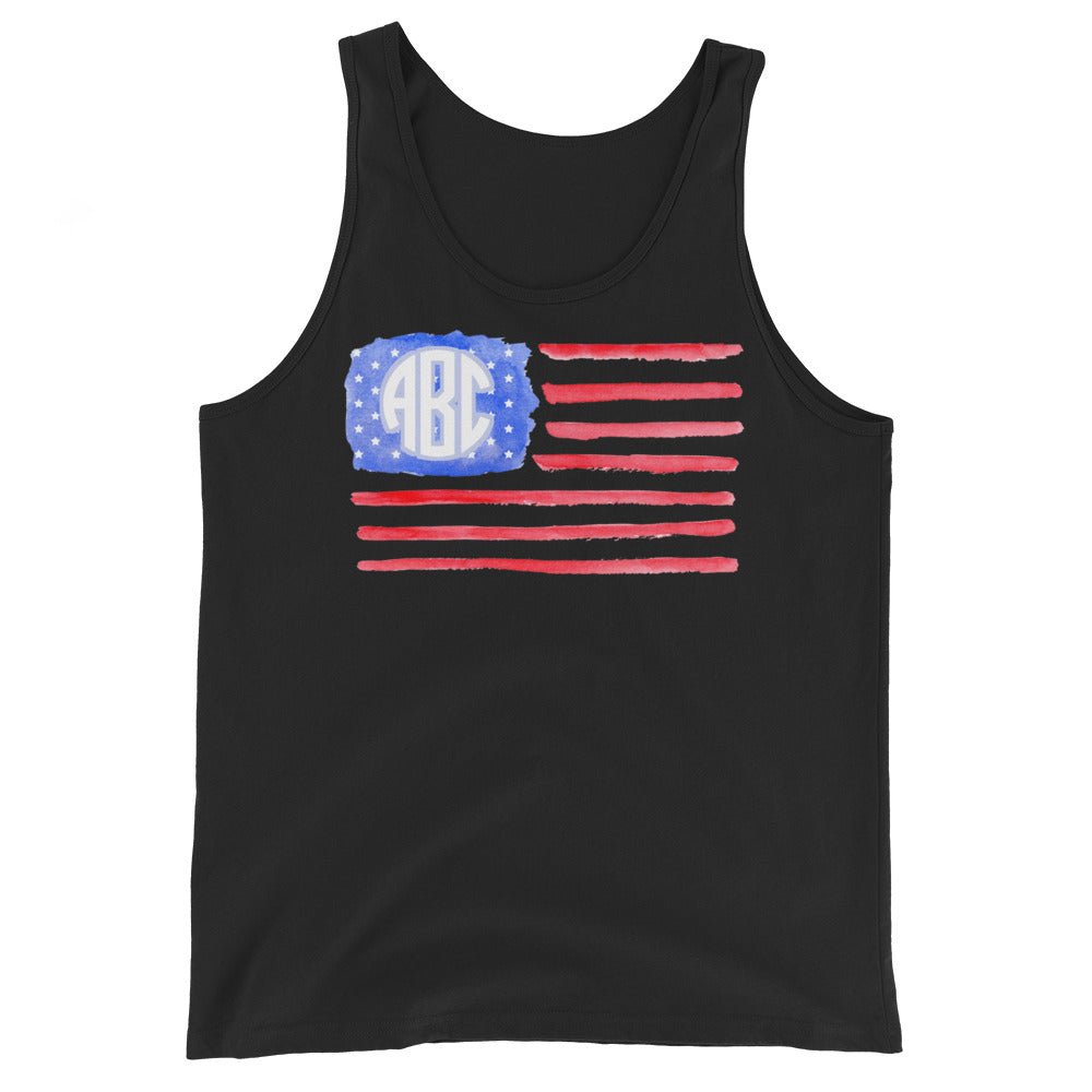 Monogrammed 'Watercolor American Flag' Tank Top - United Monograms