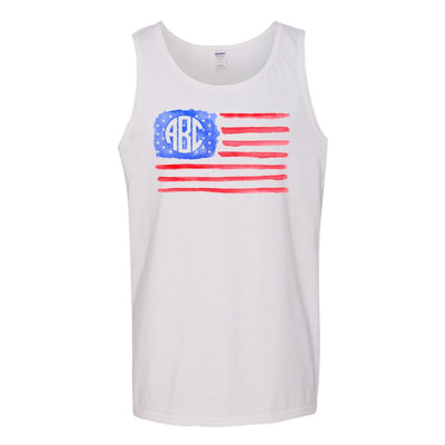 Monogrammed 'Watercolor American Flag' Tank Top - United Monograms