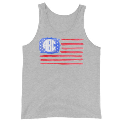 Monogrammed 'Watercolor American Flag' Tank Top - United Monograms