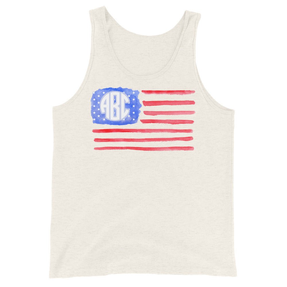 Monogrammed 'Watercolor American Flag' Tank Top - United Monograms