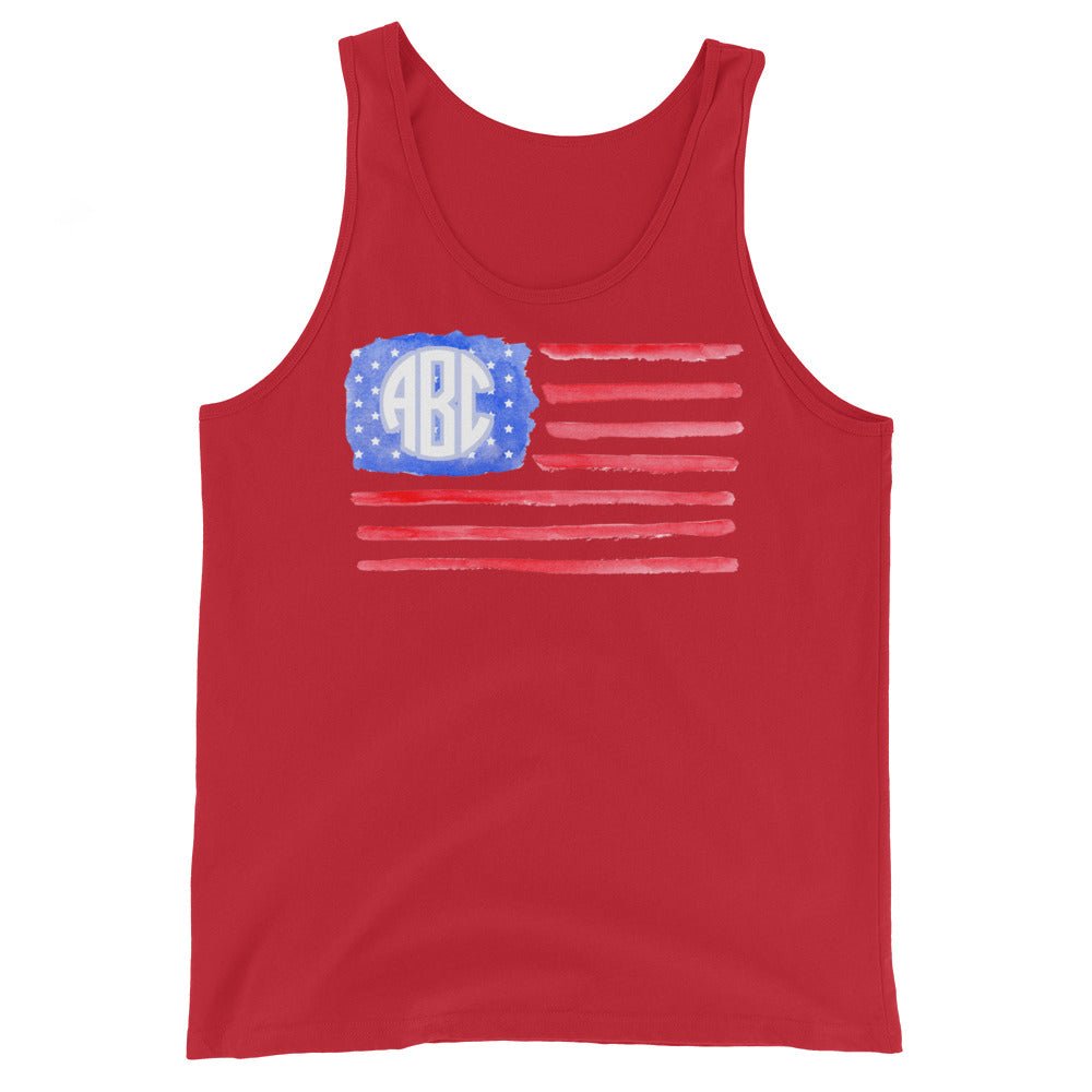 Monogrammed 'Watercolor American Flag' Tank Top - United Monograms