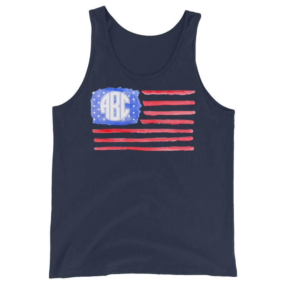 Monogrammed 'Watercolor American Flag' Tank Top - United Monograms