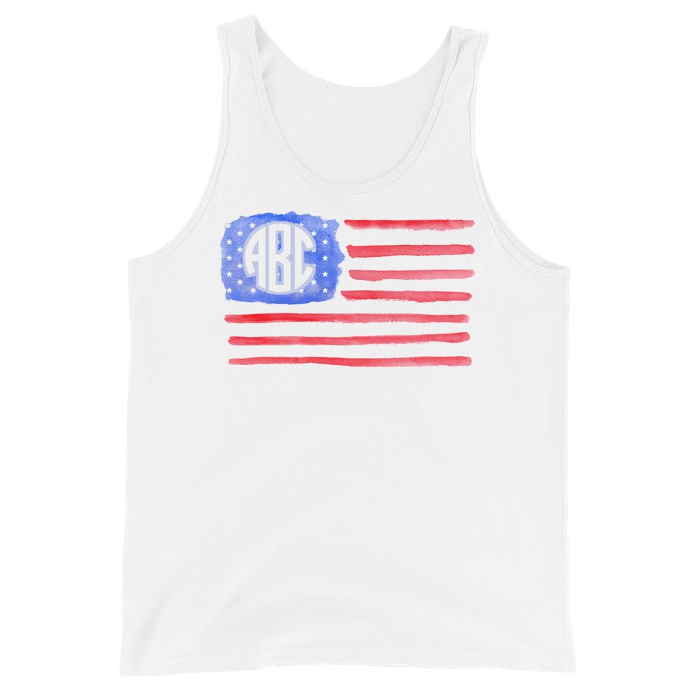 Monogrammed 'Watercolor American Flag' Tank Top - United Monograms