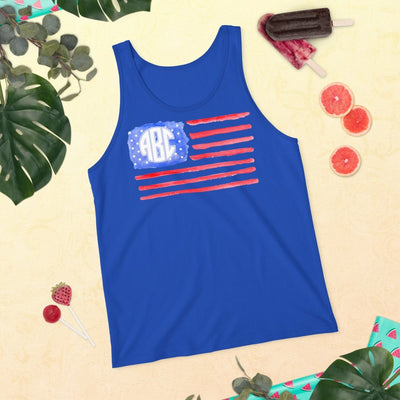 Monogrammed 'Watercolor American Flag' Tank Top - United Monograms