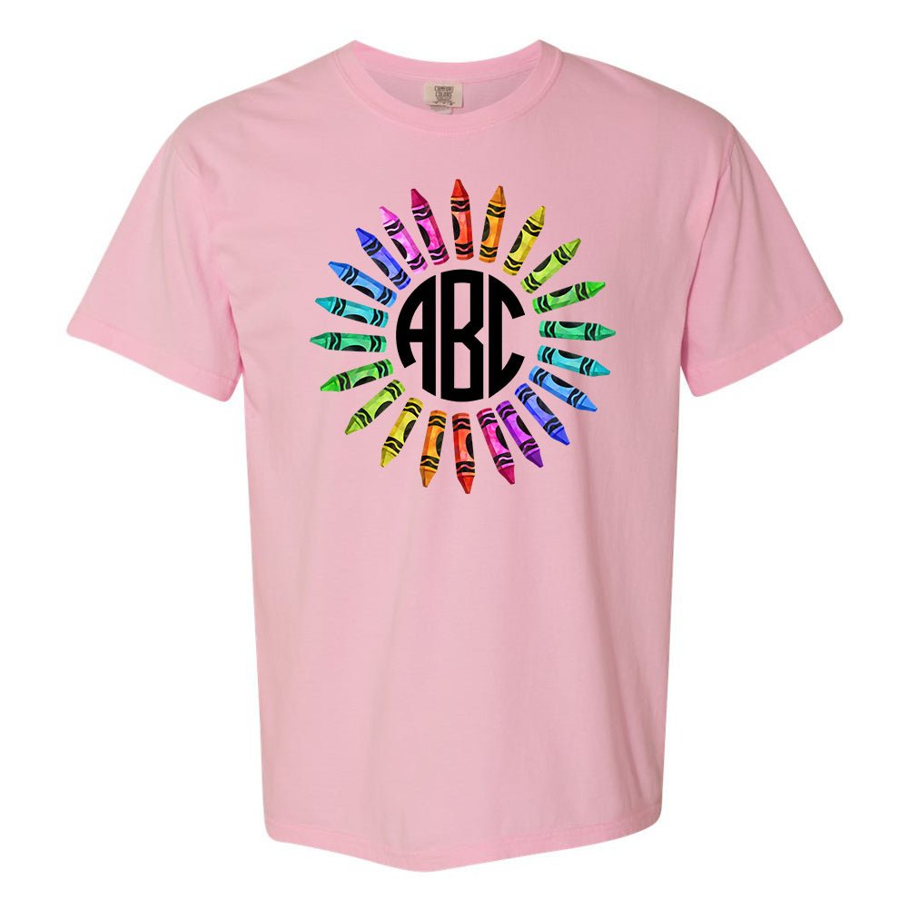 Monogrammed 'Watercolor Crayon Wreath' T-Shirt - United Monograms