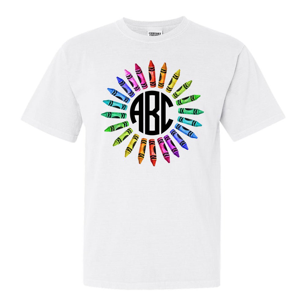 Monogrammed 'Watercolor Crayon Wreath' T-Shirt - United Monograms