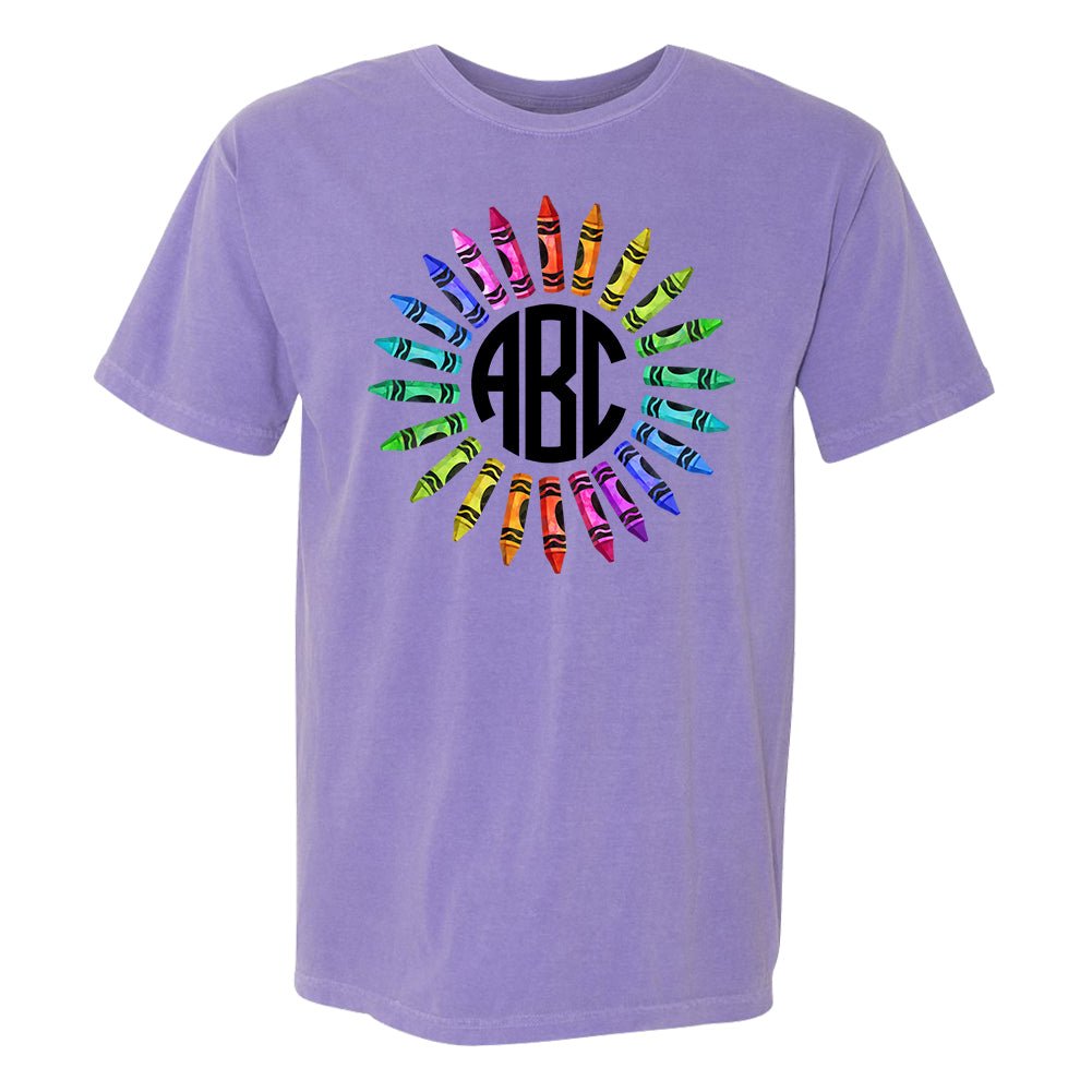 Monogrammed 'Watercolor Crayon Wreath' T-Shirt - United Monograms